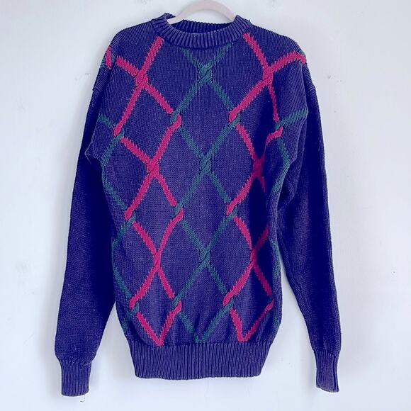 Vintage Brooks Brothers 100% cotton crewneck cable knit heavy pullover sweater M - Picture 1 of 7